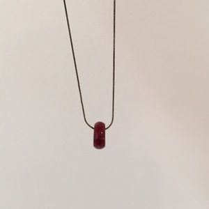 Red enamel and silver necklace
